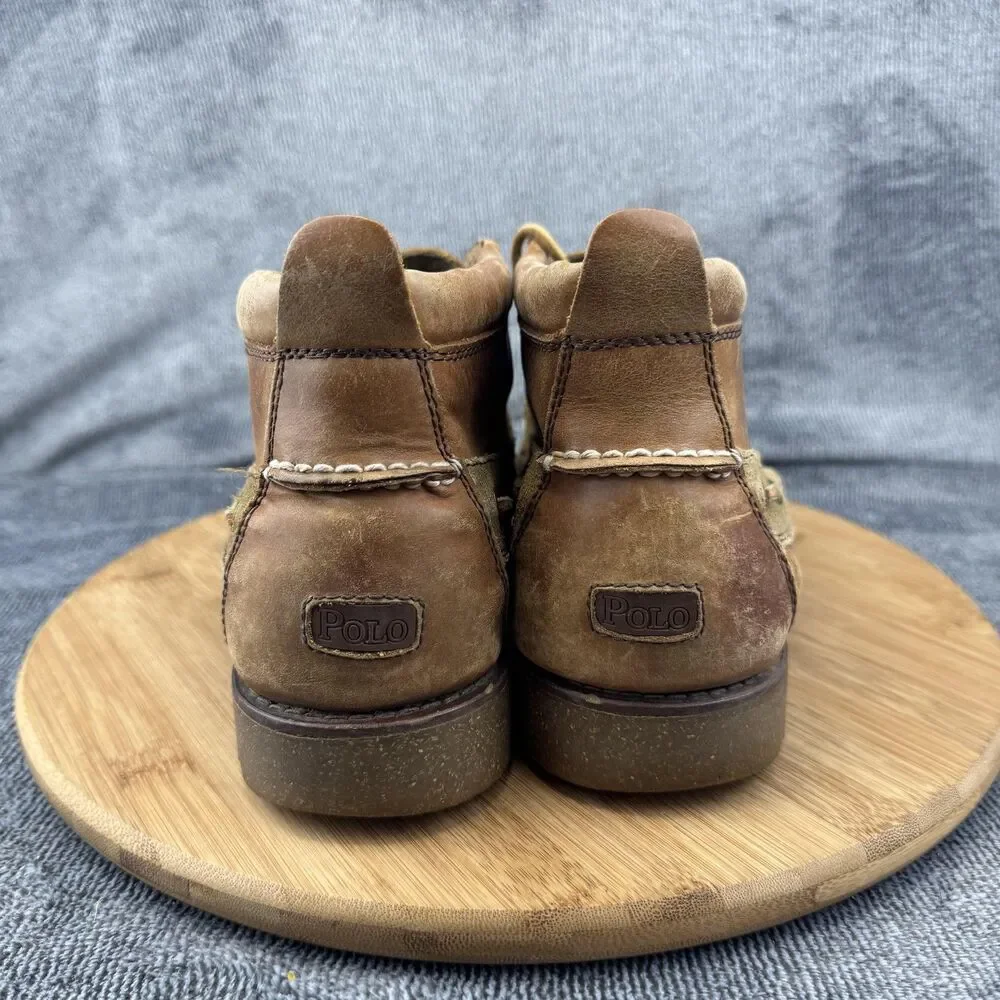 Polo Ralph Lauren Ridgemoor Boots Mens Size 8.5 Brown Leather Chukka Lug Sole